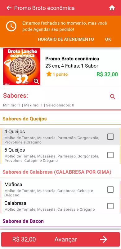 App Di Nápoli - escolha de sabores de pizza
