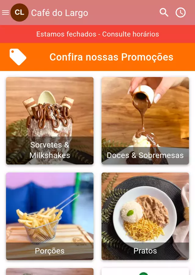 Cardápio digital de cafeteria no Gomanda