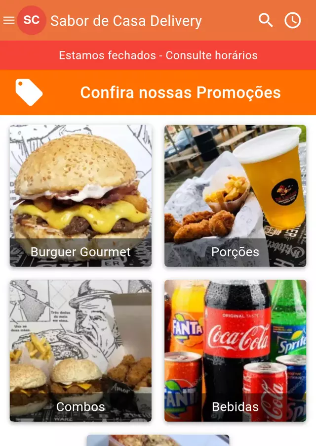 Cardápio digital de delivery em geral no Gomanda