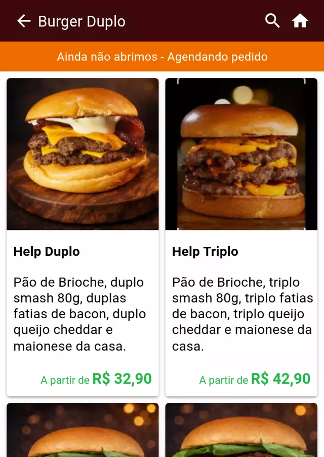 Cardápio digital de hamburgueria no Gomanda — produtos com foto e preço (Brasa Burger)