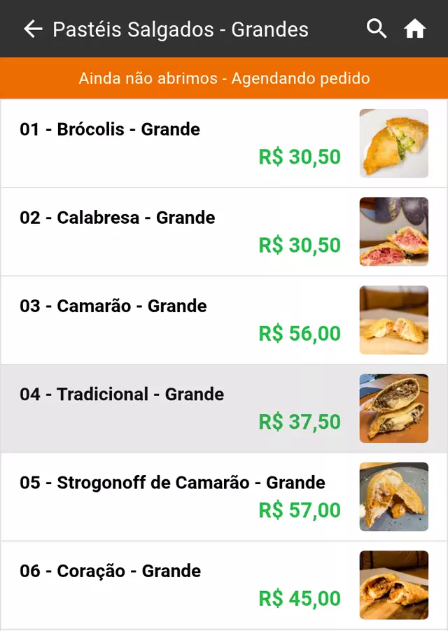 Cardápio digital de pastelaria no Gomanda — produtos com foto e preço (Pastel & Cia)