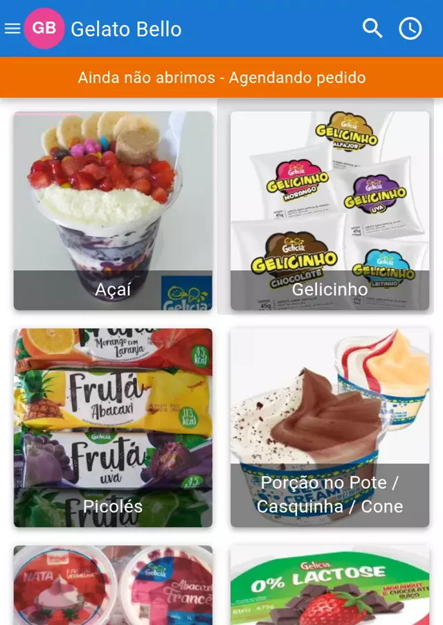 Cardápio digital de sorveteria no Gomanda